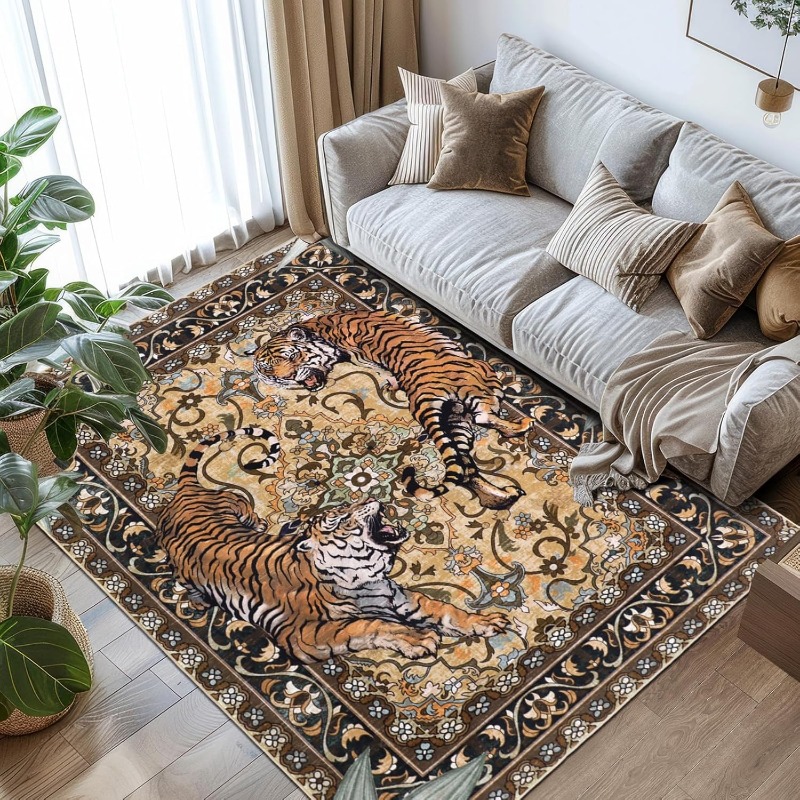Commercial Printing Format - Nordic Retro Tiger Design Soggiorno Tappeto