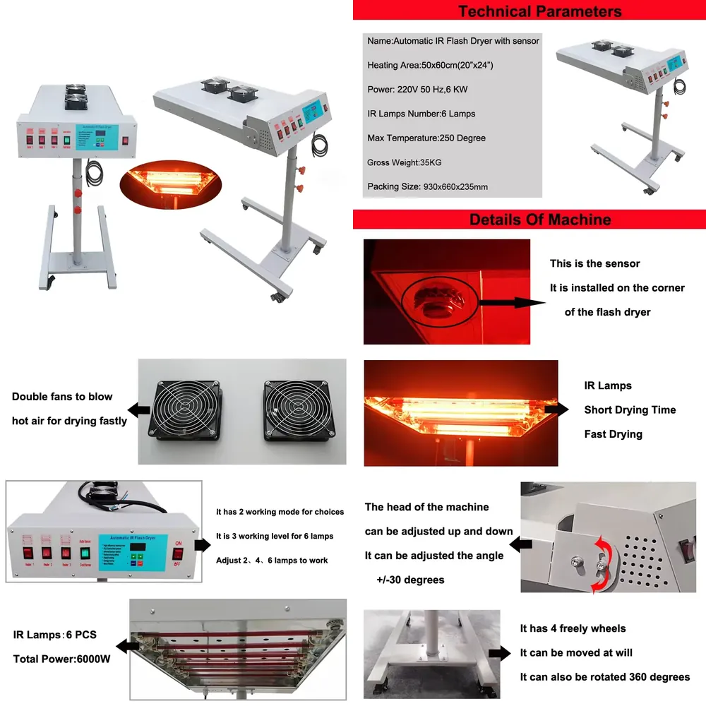 Flash Dryer Screen Print - Essiccatore IR a 360 Gradi di