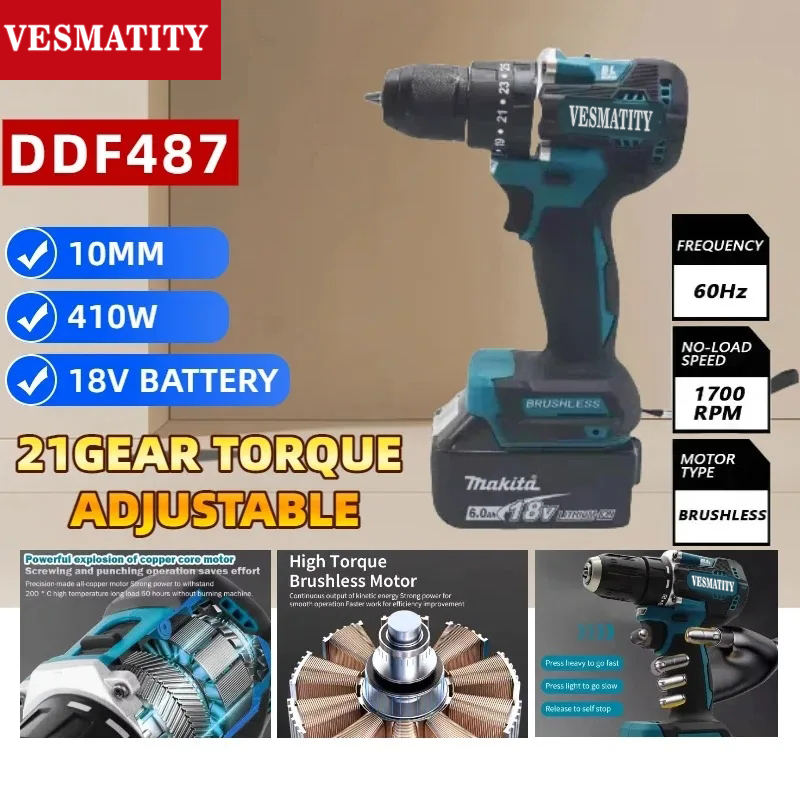 DDF487 Trapano Avvitatore a Ba - Makita Drill Ddf484 recensione e prezzo
